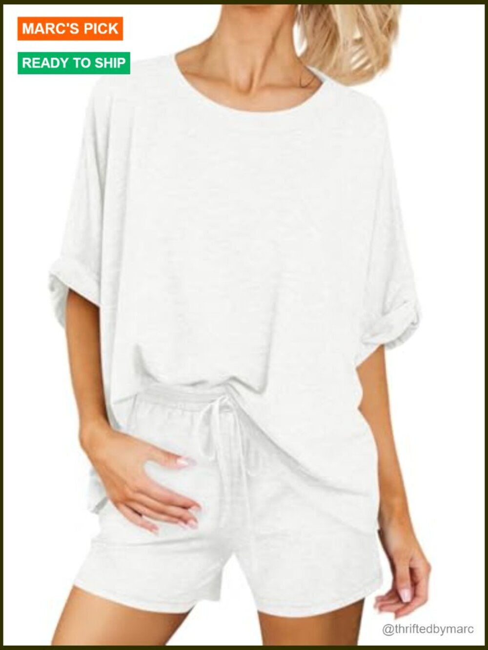 Oversized Short Sleeve Tee and Drawstring Shorts Lounge Set Size Small - Picture 3 of 7